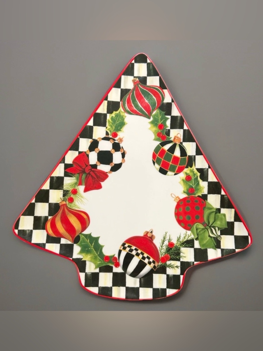 Mackenzie Childs Deck the Halls Tree Serving Platter 12" X 11"